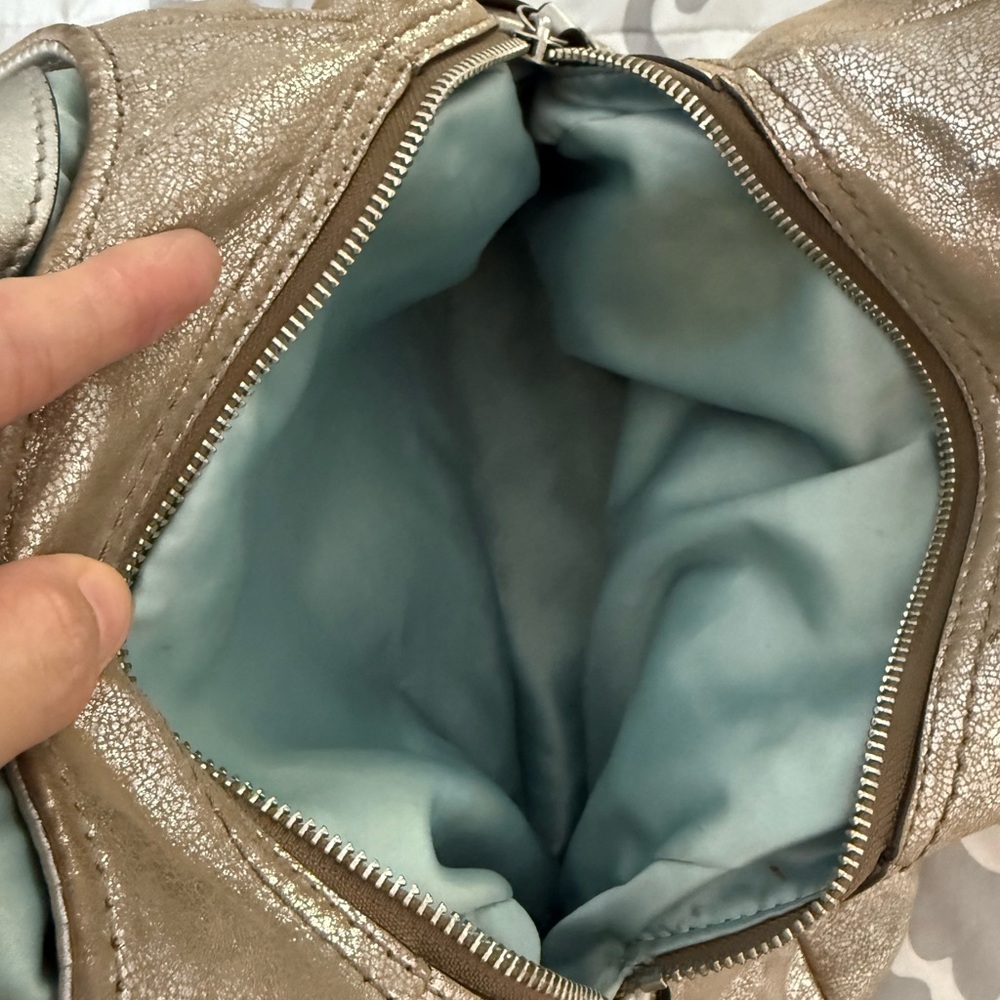 COACH Madison Maggie Metallic Gold Suede Leather Hobo Shoulder Bag - Picture 12 of 16